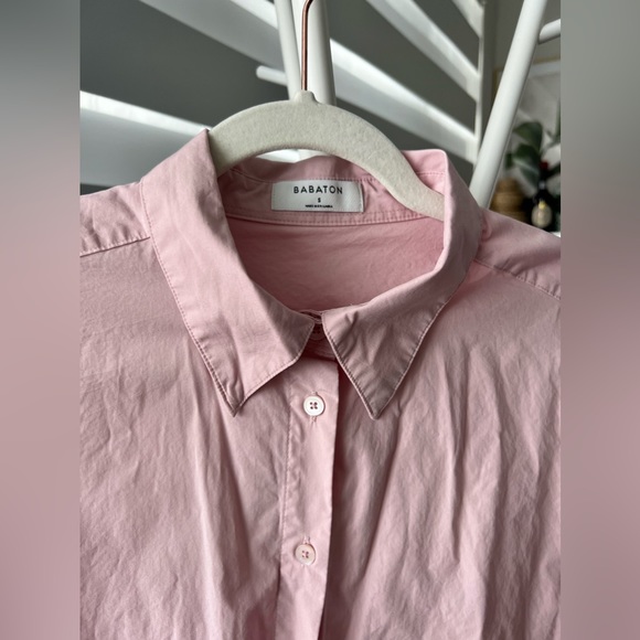 Aritzia Babaton Relaxed poplin shirt in poetic pink (size S) - Picture 6 of 7